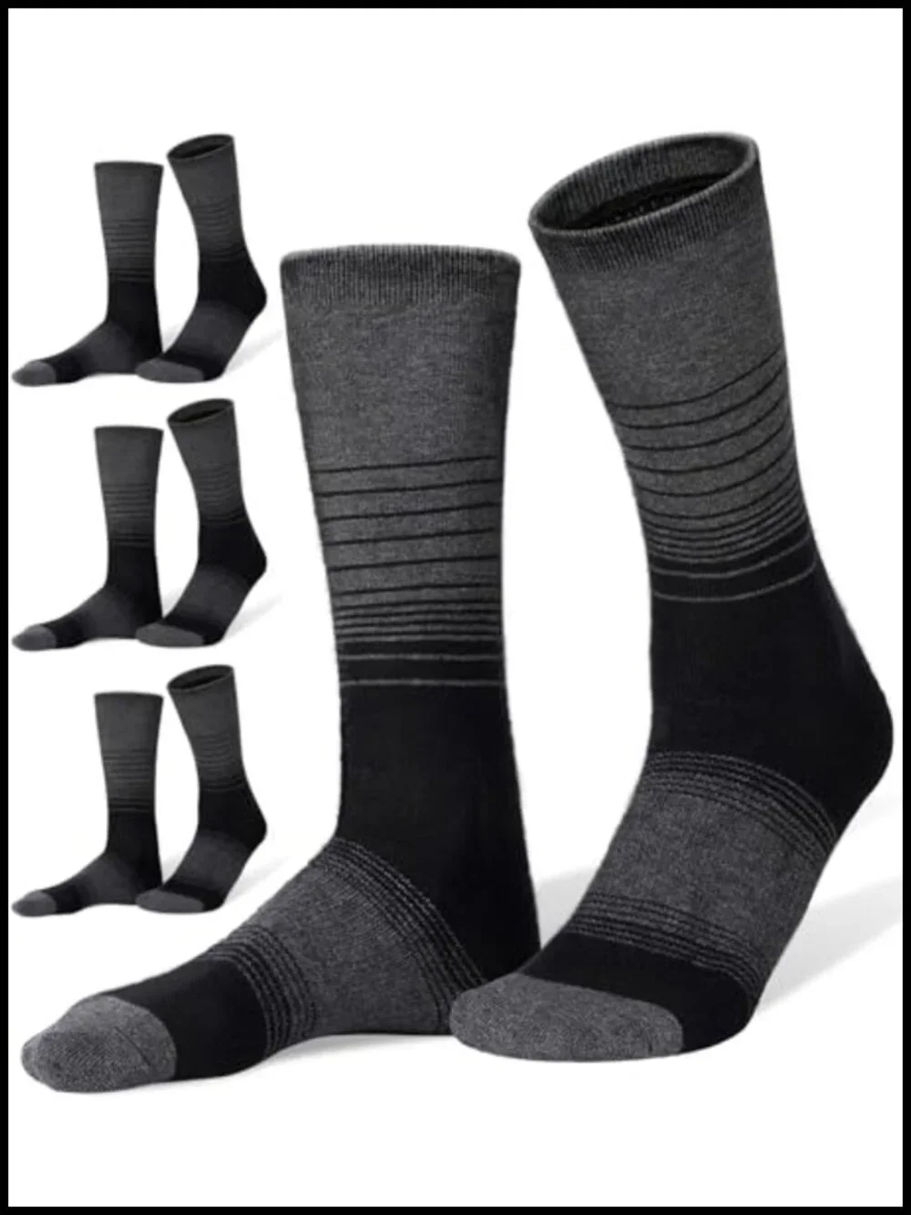 Merino Wool Hiking Socks 4 Pack Cushioned Crew Dress Socks Men's
